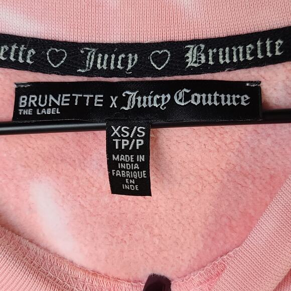 Brunette x Juicy Couture Womens Pink White Tie Dye Sweatshirt Crown Size XS/S - Picture 4 of 8